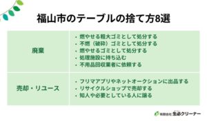 福山市でテーブルの捨て方8選